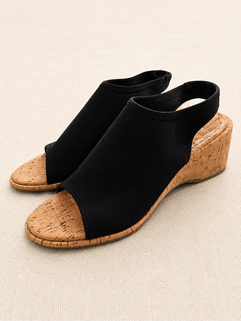 Aerosoles Nuri Black Cork Wedge Sandals Women’s Size 8